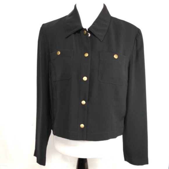 LIZ CLAIBORNE Black Cropped Top Shirt Size 14 - Picture 1 of 7